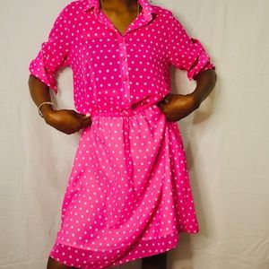 Cape Madras Pink Polka Dot Dress {Size Small}
